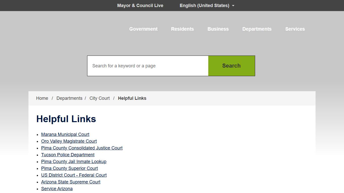 Helpful Links City of Tucson